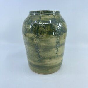 vintage arrigoni studio pottery handcrafted green glazed ceramic vase